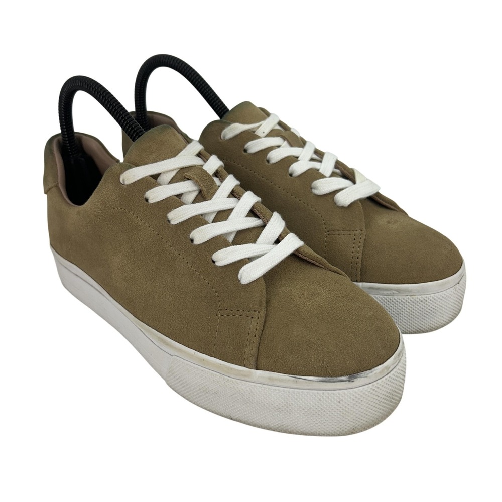 Boden Shoes Womens Size 7.5 Beige Suede Platform Lace Up Walking Sneakers